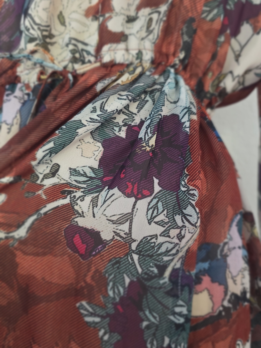 ANTHROPOLOGIE Hemant & Nandita Zeri Bird Floral Peasant Dress Rust Orange - Picture 8 of 12